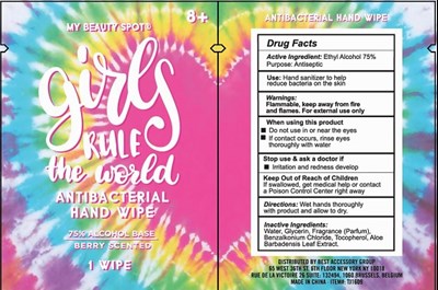 Label Image (Girls Rule The World Antibacterial Hand Wipe Berry Scented 2 Pcs 75vv)